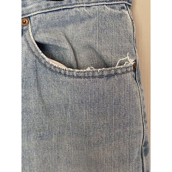 Levi's 505 Jeans 34x31 Men's Regular Fit Straight Leg Light Wash Red Tab Fraying - Picture 4 of 12